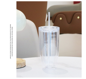Vaso de Plástico Sublimable de 24oz, Doble Pared, Tapa Plana, Base Perforada con Tapón, Reutilizable, Creativo - Product Image 1