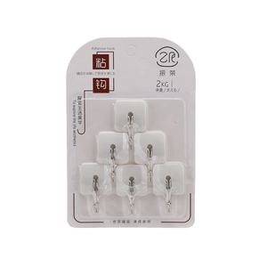 ชุดตะขอเกี่ยวติดผนังแบบเหนียวพลาสติก2กก. อุปกรณ์ห้องน้ำดีไซน์เรียบง่ายสีขาว6ชิ้น - Product Image 1