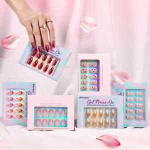 Uñas Postizas de Lujo ODM para San Valentín, Suministros de Uñas Postizas con Diseño Francés, Brillantina Cromada 3D, Uñas Artificiales Hechas a Mano - Product Image 1