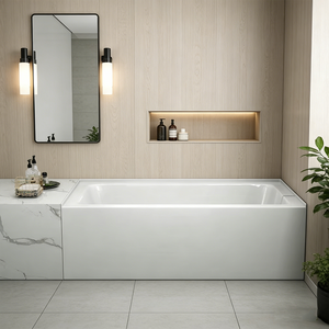 <span class=keywords><strong>Baignoire</strong></span> acrylique blanche de luxe à encastrer avec siège, certifiée CE, prix d'usine, articles écologiques - Product Image 1