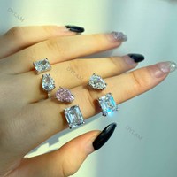 Dylam-Anillos ajustables chapados en rodio para mujer, de Plata de Ley 925, con corte de flor de hielo, igual que Kylie Jenner 8A Cz, 2022
