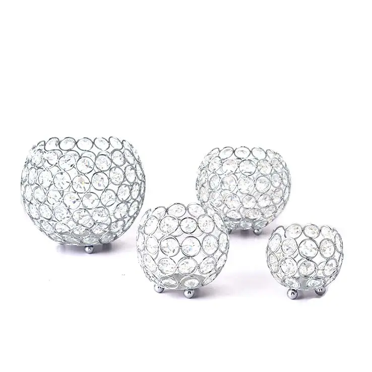 Avrupa tema düğün Favor ev dekorasyon masaüstü küçük silindir altın gümüş Tealight kristal mumluklar