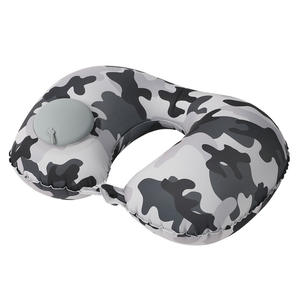 Almohada inflable en forma de U para el cuello, almohada de viaje con patrón de camuflaje, diseño plegable y portátil con refrigeración para artículos esenciales de viaje - Product Image 2