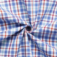 Kain Tenun Berkualitas Tinggi Grosir Kustom 100% Katun Celup Benang Biru Motif Kotak-kotak 108GSM Berat Sedang untuk Pria, Wanita, dan Anak-anak
