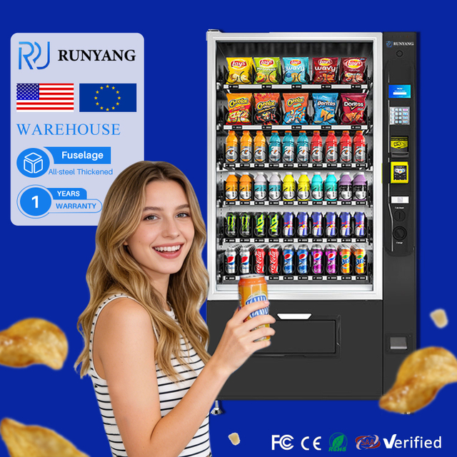 RUNYANG Custom Smart Combo Outdoor Refrigerator Soda Self-service Coin Vending Machine for Foods and Drinks