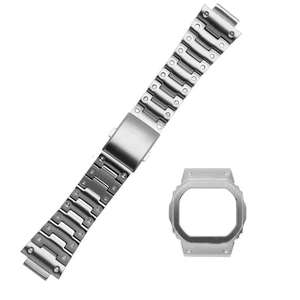 Metal de titanio de lujo con funda de correa para Casio DW5600 banda caja de acero inoxidable con correas <span class=keywords><strong>DW</strong></span> <span class=keywords><strong>5600</strong></span> cubierta de parachoques - Product Image 3