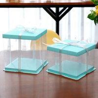 Caja de Plástico Transparente Cuadrada para Pasteles, Apta para Alimentos, con Laminado Mate y Papel de Arte Reciclable, Tamaños de 10/12/14 Pulgadas, Nueva Venta 2022