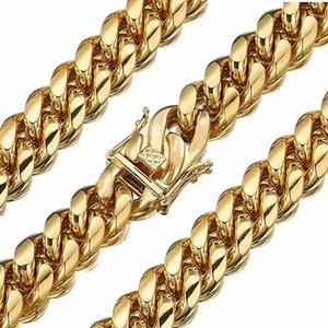 Cadena Cubana Miami de Acero Inoxidable 316L Chapada en Oro de 18k con Corte de Diamante para Hombre y Mujer, Collar de Cadena Curb Estilo Hip Hop - Product Image 2