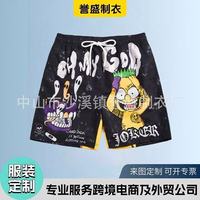 Shorts de bain décontractés pour hommes, tendance, motif dessin animé, coupe courte, en nylon/cachemire 300g, séchage rapide, avec cordon de serrage, pour bain de source chaude