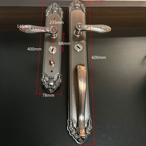 Poignée de porte de sécurité moderne en laiton massif, motif grande fleur gris antique, avec double ressort de tension, pour cour et villa - Product Image 1
