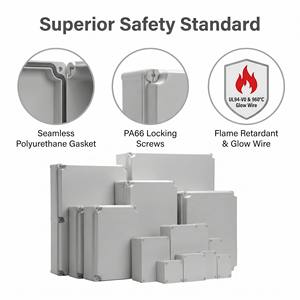 Boîtier de jonction étanche IP67, boîtier <span class=keywords><strong>NEMA</strong></span> 4X, boîtier électrique en composite PC ABS ignifuge UL94-V0, résistant aux chocs IK10 - Product Image 2