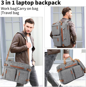 Premium Men Luxury Travel Business Custom Genuine <strong>Leather</strong> Computer Laptop Briefcase Backpack Laptop Bags 3 in 1 Laptop Bag - Product Image 2