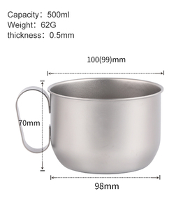 Tazza da Campeggio Ultraleggera in Titanio 500ml 16.91oz, Tazza da Caffè Leggera per Escursionismo, Campeggio e Uso su Fiamma Diretta - Product Image 4