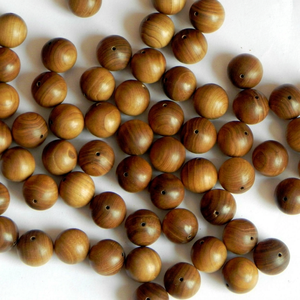 Handmade Round Natural Dark Golden Brown Sandalwood Beads From Rajasthan - Product Image 1