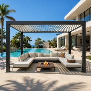 Pergola à lames orientables Canada, <span class=keywords><strong>abri</strong></span> <span class=keywords><strong>de</strong></span> <span class=keywords><strong>jardin</strong></span> toutes saisons, auvent en aluminium avec système <span class=keywords><strong>de</strong></span> gouttières intégré, résistant aux UV, revêtement poudré - Product Image 1