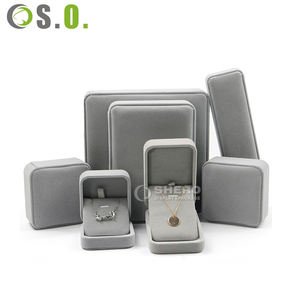 Elegant Light Gray Velvet Jewelry Gift Box Set for <b>Rings</b> Necklaces Bracelets Soft Plush Packaging Case With Custom Options - Product Image 4