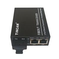 TINCAM 10/100M, 2 Puertos PoE, 1 Puerto SC, Switch PoE de Fibra Única, Conversor de Medios Dúplex para Cámaras de Seguridad CCTV e IP