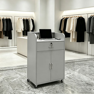 Comptoir de réception moderne en marbre avec roulettes pour magasin de vêtements, comptoir de caisse, mobilier de bureau minimaliste, usage commercial - Product Image 4