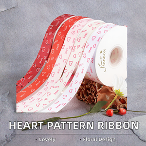 Cinta de Raso Personalizada con Diseño de Corazones, Rollo de 2.5cm, para Regalos de San Valentín, Decoración y Embalaje - Product Image 3