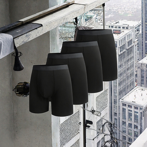 High-Waist Breathable Solid Trunks with Long-Rise High-Rises Boxer <strong>Briefs</strong> <strong>Men's</strong> Underwear - Product Image 2