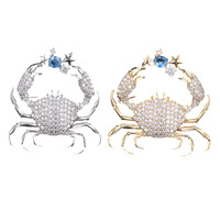 Broche en zircon haut de gamme XILIANGFEIZI en forme de petit crabe, accessoire de mariage créatif et personnalisé unisexe pour vestes de costume