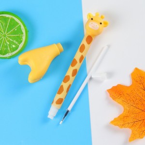 Cute Cartoon Giraffe Shaped Gel <b>Pen</b> Plastic Body Stainless Steel Tip For School Office Writing Use White Pink <b>Green</b> Yellow Ink - Product Image 3