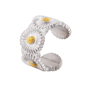 แหวนเดซี่สแตนเลสสตีล ดีไซน์ดอกไม้แบบเปิด ของขวัญเครื่องประดับสำหรับทุกเพศ - Product Image 5