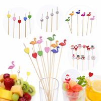 Piques à fruits en bambou en forme de tête d'ours, pics à sandwich jetables, écologiques, pour décoration de fête, vente en gros, sac de 100 pièces