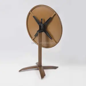 Venta al por mayor de madera de aspecto de aluminio redondo cafetería bar mesa de cóctel - Product Image 1