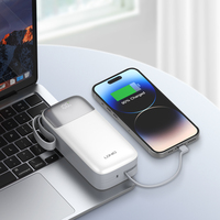 LDNIO PQ30 30000mAh Banques d'alimentation à charge rapide USB-C Affichage LED intelligent Câble de charge intégré Banque d'alimentation
