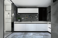 Armoire murale de cuisine en acier inoxydable avec portes en PVC/acrylique, tiroirs coulissants, évier, design moderne pour le stockage dans les hôtels