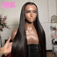 Perruque en cheveux humains vierges brésiliens naturels, ondulations profondes, avec dentelle frontale HD transparente, pour femmes noires