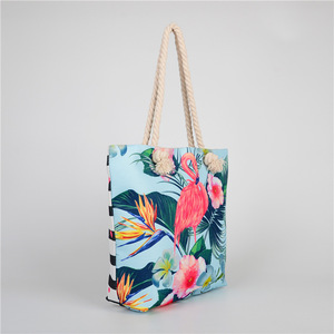 กระเป๋าผ้าแคนวาสลายฟลามิงโกแบบสั่งทำพิเศษสำหรับไปทะเล - Product Image 2