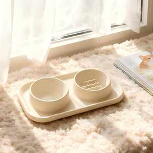 Bol double en silicone écologique pratique à vendre, antidérapant, étanche, anti-fuite, bol à nourriture lente pour chien et chat, vente en gros - Product Image 2