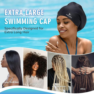 <span class=keywords><strong>Gorro</strong></span> de natación para mujer para cabello largo impermeable de silicona personalizado cómodo sombrero de baño de pelo largo para mujer - Product Image 3