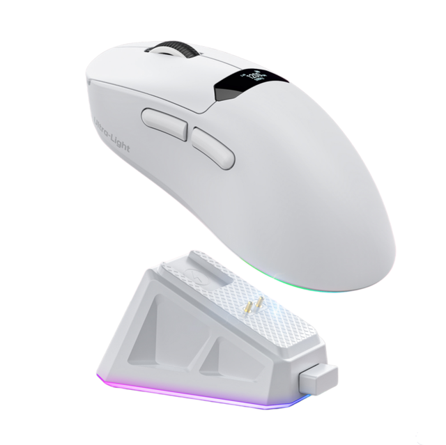 Tri-Mode Ergonomic Gaming Mouse with LED Display Rechargeable RGB Charging Dock Lightweight Mouse for Desktop Laptop PC