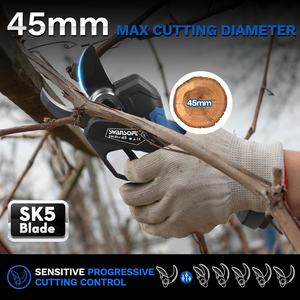 Sécateur électrique sans fil de jardinage 45 mm, ciseaux à branches, coupe-branches, sécateur avec 2 batteries - Product Image 3