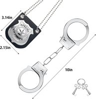 Set Mainan Polisi Dewasa untuk Bermain Peran dengan Kostum Polisi Unisex, Lencana FBI, Borgol & Earpiece Mata-Mata - Bahan Poliester