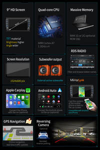 BQCC 9 "2 Din HD Quad Core IPS pantalla coche estéreo Android 13 Radio coche Multimedia Auto Carplay GPS WIFI BT FM Mirrorlink Player - Product Image 6