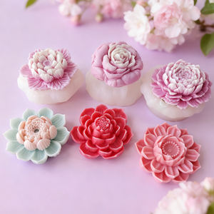 J10-418 fleur de Lotus pâtisserie pouding moule de cuisson bricolage en trois dimensions fleur aromathérapie bougie règle moules - Product Image 5