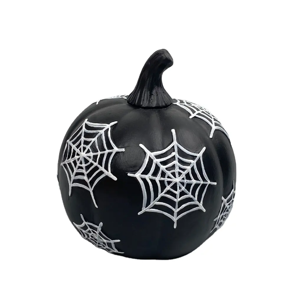 Halloween Ceramic Pumpkin Gourd Spooky Spider Web Creepy Crawler
