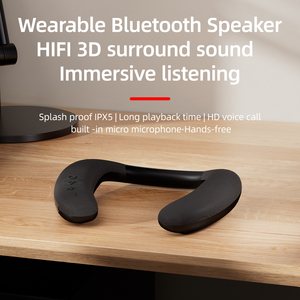 Venta al por mayor Personalización Nuevos <span class=keywords><strong>Gadgets</strong></span> Subwoofer Mini Tech Altavoz para Diversión Banda para el cuello usable Altavoz Bluetooth con tarjeta TF AUX - Product Image 2