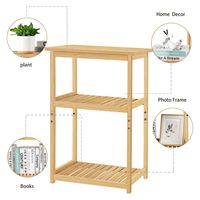 Table d'appoint décorative et robuste en bambou à 3 niveaux avec étagère de rangement pour petit espace chambre salon salle de bain balcon
