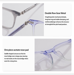 Montura de Gafas Unisex Cuadradas de Acetato, Retro, Montura Completa, Anti Luz Azul, Gafas Ópticas de Moda, Gafas Graduadas para Miopía - Product Image 5