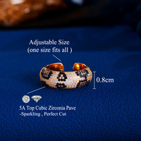Charmant rétro imprimé léopard 5A haut Zircon cubique plaqué or anneau ouvert pour les femmes Banquet fête bijoux accessoires