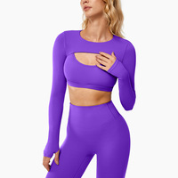 Vente en gros de vêtements de yoga à manches longues, ensembles de sport sans couture pour femmes, ensembles de gym pour femmes, Ropa De Mujer Yoga Set