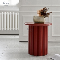 Table d'appoint moderne minimaliste cannelée, table basse ronde colonne, table de chevet nordique, table d'appoint sculpturale pour villa