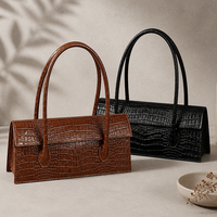 Sac à bandoulière en cuir véritable structuré personnalisable à motif croco pour femme, sac à main rectangulaire fin, élégant pour le bureau et le quotidien