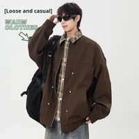 2025 unisexe manteau décontracté élégant ample col rabattu fermeture éclair avant polyvalent fondu deux pièces veste pour grande taille hiver toile