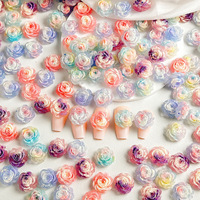Aksesoris Seni Kuku Bunga Mawar 3D Gradasi Gaya Segar Musim Panas, Buatan Tangan, Bahan Resin untuk Perhiasan DIY